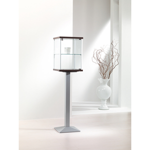 Modern Display Case With Tempered Glass 45x45x153cm <b>Light</b> Grey Metal Base Adjustable Shelf Lockable <b>Door</b> - Product Image 1