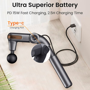 Tragbare Muskelmassagepistole mit 4 Aufsätzen, Elektrischer Faszien-<span class=keywords><strong>Vibrator</strong></span> mit Verlängertem Griff, Handgehaltene Tiefengewebe-Massagepistole - Product Image 6