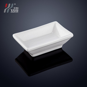 Plato para Salsas de Cerámica con Dos Compartimentos, Blanco Puro, Apto para Microondas, para Uso en Restaurantes y Hoteles - Product Image 4