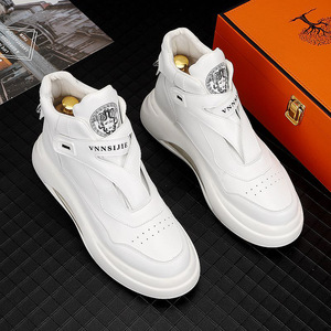 Nuovo arrivo <span class=keywords><strong>Sneakers</strong></span> Casual alte da <span class=keywords><strong>uomo</strong></span> Trendy con cuscino d'aria scarpe da basket con <span class=keywords><strong>tacco</strong></span> nascosto traspirante in Mesh bianco - Product Image 6