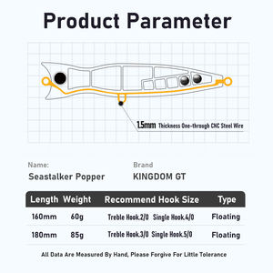 Kingdom Offre Spéciale OEM Big Popper Leurres de pêche 60g 85g GT Appâts flottants pour eau salée Trolling Thon Boat Topwater Fish Bait à <span class=keywords><strong>vendre</strong></span> - Product Image 2