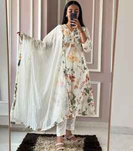 ชุด Kurti ผ้าฝ้ายแท้พิมพ์ลายแบบบล็อกกางเกงผ้าฝ้ายแท้มีสไตล์ - Product Image 1