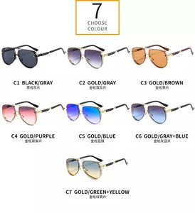 Custom Logo Fashion Designer Sunglasses Metal Shades Aviation Women Men Sun Glasses