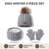 Ensemble de chapeaux d'hiver pour enfants de qualité supérieure, trois pièces, en tricot doux, thermique, pour tout-petits, ski, camping, activités de plein air par temps froid, 100%