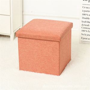 Convenient Foldable Fabric Storage Ottoman Cotton Linen Square Storage <b>Cube</b> Change <b>Table</b> & Organizer Stool-Comes Packaged in OPP - Product Image 3