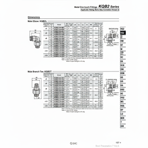 Raccords à touche unique en métal SMC Pneumatics KQB2T10-G04 pièces pneumatiques - Product Image 1