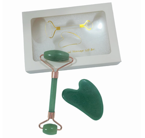 Rodillo de masaje y tabla de gua sha de aventurina verde, fabricación a medida con caja de regalo - Product Image 6