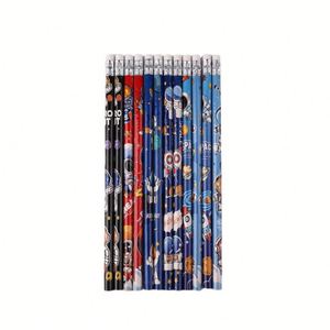 Crayons HB à succès avec tête de gomme ronde mignonne, crayons standard de qualité pour le dessin, thème astronaute, dessins animés pour l'école primaire - Product Image 1