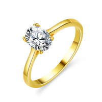 Bague de fiançailles en argent pur S925 plaqué or de qualité européenne, sertie de zircone ovale et de moissanite véritable, pour femmes, vente en gros en usine de bijoux