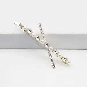 Genya Ins-horquilla geométrica de perlas cruzadas para niña, estilo, gran oferta