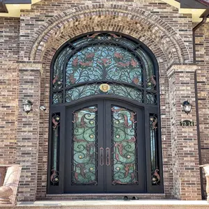 正面玄関ダイヤモンドガラス高級錬鉄製メイン玄関