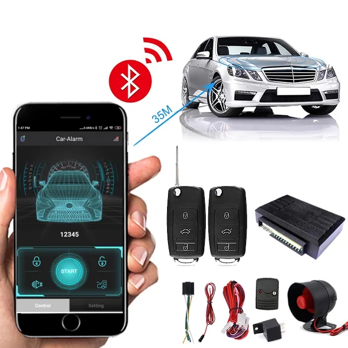 Application Mobile facile à utiliser Compatible avec la télécommande d'origine normale 433.92/370/315MHz BT système d'alarme de voiture parlant