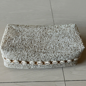 Indonesian's Best Seller Bohemian Rattan Storage Box Rectangle Plant Fiber Organizer Living Room Decor Shell Trimmed Bench Seat - Product Image 1