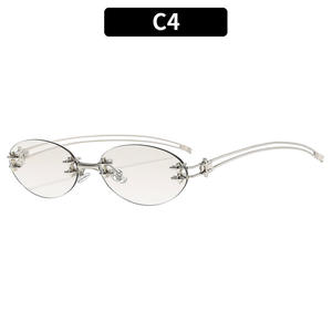 2025 Popular Personalized Fashionable Oval <b>Frameless</b> Sunglasses Hot Girl Fashion Y2K Hot Girl Style Sunglasses - Product Image 4