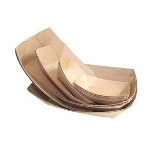 Утолщенная крафт-бумага, жиронепроницаемая, одноразовая, настраиваемая упаковка для жареной курицы и картофеля фри, коробка-лодка из крафт-бумаги - Product Image 1