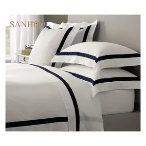 SANHOO奢华条纹600TC棉加厚包边床上用品套装舒适保暖羽绒被套