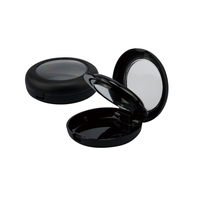 Nouvelle boîte à poudre compacte cosmétique noire vide, métallique, recyclable, avec miroir et tamis