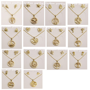 HX0018 18k黄金女士饰品套装最新海星耳环吊坠项链章鱼帆船冰淇淋蝴蝶造型图案 - Product Image 3