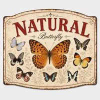 Plaque Métallique Vintage Papillon Histoire Naturelle, Décoration Murale Botanique Cottagecore pour Jardin, Plaque Métallique Embossée – Fabricant