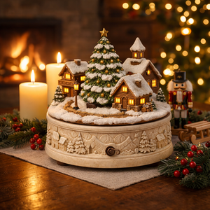 WeiVista Caja Musical de <span class=keywords><strong>Pueblo</strong></span> <span class=keywords><strong>Navideño</strong></span> Iluminada de Resina, Escena Festiva Pintada a Mano, Decoración de Mesa Personalizada del Fabricante - Product Image 1