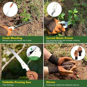 Custom <b>Garden</b> <b>Tool</b> <b>Set</b> Heavy Duty Custom Gardening Hand <b>Tool</b> Kit Aluminum with Non Slip Ergonomic Handle Storage Tote Bag Gloves - Product Image 3