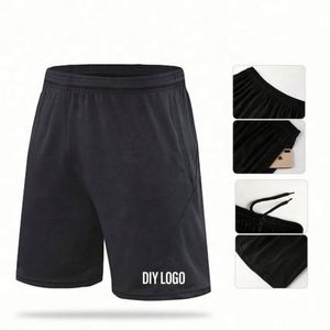 Shorts de sport décontractés pour hommes, séchage rapide, respirants, anti-plis, taille élastique, couleur unie, 100% polyester, velours extensible, logo personnalisé - Product Image 5