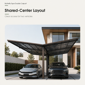 Steel Double <strong>Carport</strong> Modern Nature Outdoor Waterproof Snow Resistant Easy Assembly <strong>Custom</strong> Home Durable High Quality for Two <strong>Cars</strong> - Product Image 2