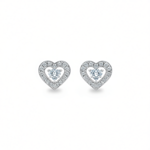 Pendientes de diamantes blancos con corte en forma de corazón en oro blanco con diamantes naturales para boda, estilo romántico para mujer, certificados por GIA. - Product Image 1