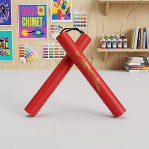 Nunchaku en acier rouge 25 mm, équipement d'entraînement durable pour arts martiaux, Taekwondo, droit, pour hommes, 1,2 m, respirant, confortable, léger - Product Image 3