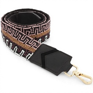 Beaded <b>Bag</b> <b>Strap</b> With Metal Hook Fashionable <b>Replacement</b> <b>Strap</b> Adjustable Nylon Shoulder <b>Strap</b> - Product Image 1