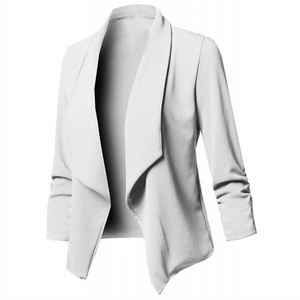 Rüschen Asymmetrische Casual Business Anzug Outwear Langarm Damen Blazer und Jacken Damen Dünne Blazer Cardigan Mantel - Product Image 5
