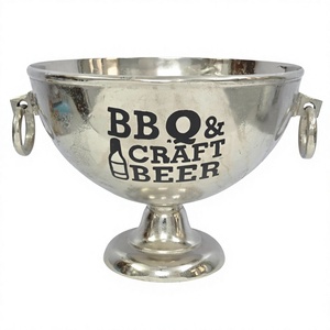 Enfriador de Vino Decorativo Estilo Pedestal para Barra, Cubitera Decorativa para Champán con Asas, Cubitera Metálica para Fiestas - Product Image 1