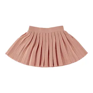 New Arrival High Quality Warm Baby Short Girls Skirt Pink Wool Knit Pleat Skirt For Toddler Girls