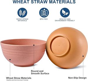 Unbreakable Wheat <strong>Straw</strong> <strong>Cereal</strong> <strong>Bowls</strong> - Microwave &amp; Dishwasher Safe Soup and Salad <strong>Bowls</strong>, Set of 8 - Product Image 6