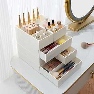 <b>Drawer</b> Organizer With Compartments Extendable <b>Storage</b> <b>Box</b> For Cosmetics Makeup Brushes Kitchen Tableware Lipsticks White - Product Image 3