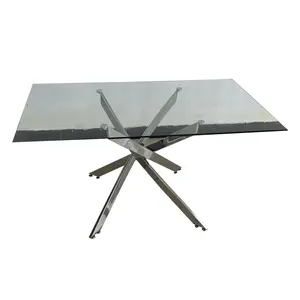 Modern Rectangle Glass Coffee Table Metal Base Glass Top Coffee Table Handmade Glass Center Table