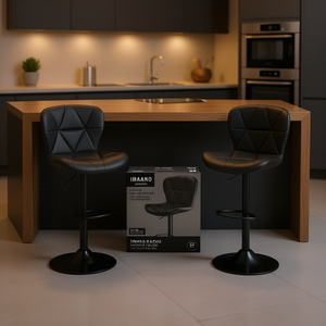 Ensemble de tabourets de bar modernes réglables en similicuir pivotants avec dossier pour îlot de cuisine ou bar à domicile - Product Image 2