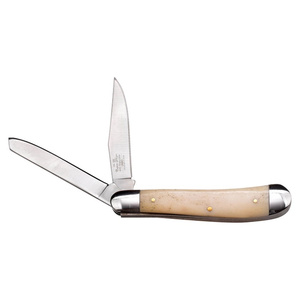 Couteau de gentleman pliant non verrouillable à poignée en os naturel gravé, modèle PH-2741, 4 pouces, à lame fermée, style vintage, pour la chasse au canard - Product Image 3