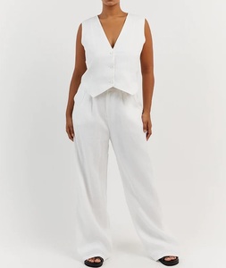 Set di <span class=keywords><strong>Abbigliamento</strong></span> in <span class=keywords><strong>Lino</strong></span> Personalizzato per <span class=keywords><strong>Donna</strong></span>, 2 Pezzi, Completo Casual con Gilet, Pigiama in Cotone e <span class=keywords><strong>Lino</strong></span> - Product Image 4