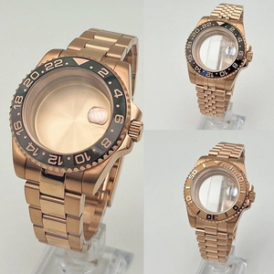 Boîtier de montre en acier inoxydable de 40 mm avec bracelet en or rose complet, verre saphir, compatible avec les mouvements NH34/NH35 - Product Image 2