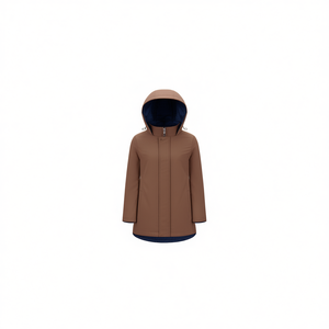 Giacca a vento reversibile da donna HDJ con cappuccio e cerniera lunga, taglie forti S-2XL, colori misti, capospalla casual autunnale - Product Image 2