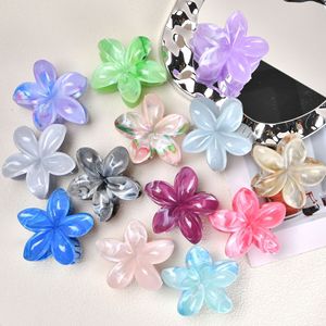 Pinza de Pelo Grande de Acetato con Diseño Floral de Mármol y Plumeria, Elegante Pinza de Tiburón para Mujer, Accesorios para Peinado - Product Image 3