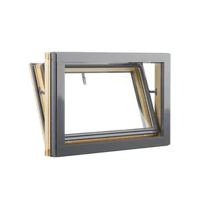 モダンなアルミ製通気窓デザイントイレ浴室アルミガラス底掛け日よけホッパー窓
