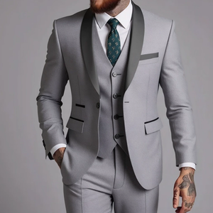 <span class=keywords><strong>Traje</strong></span> de esmoquin más popular para hombre, formal para <span class=keywords><strong>boda</strong></span>, ajustado, de 3 piezas, con chaqueta de un solo botón y chaleco, para novio y fiesta - Product Image 1