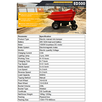 Carriola Agricola a Gas Autopropulsa con Motore da 6.5Hp, Capacità 250Kg, Mini Dumper 4x4