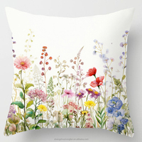 Housses de coussin décoratives en velours doux à motifs floraux printaniers et oiseaux de jardin, 18x18 pouces, pour l'extérieur et la décoration intérieure