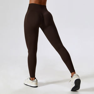 JY Logo kustom kebugaran Gym olahraga telanjang celana lembut Push up kerut bokong bentuk V silang pinggang V memotong Legging Yoga untuk wanita - Product Image 5