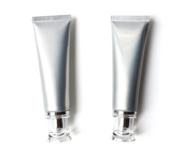 Tube souple cosmétique tendance en composite aluminium-plastique argenté de 30g, écologique, anti-déversement, pour crème pour les mains, échantillon divisé