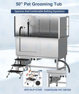 حوض استحمام من الفولاذ المقاوم للصدأ 50 "لتنظيف الحمام ، حوض استحمام فاخر للحيوانات الأليفة مع حيوان أليف - Product Image 2
