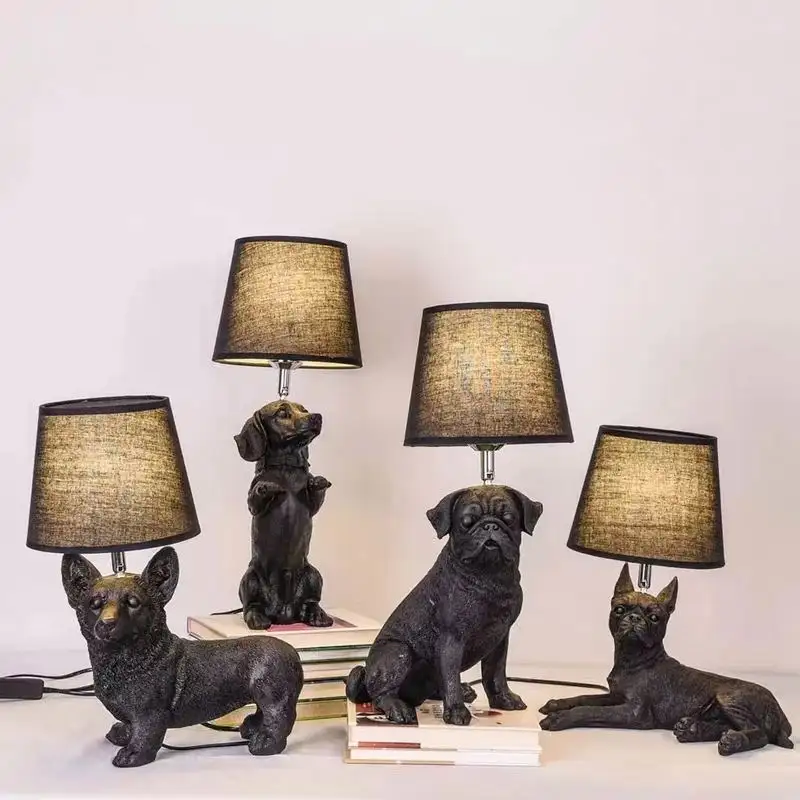 Table Lamp for Bedroom Bedside Children Art Deco Animal Puppy LED Nightstand Nordic Designer Dining Table Light